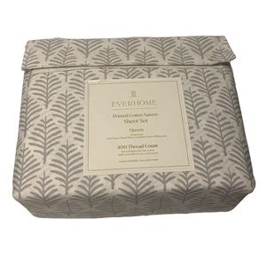 400tc cotton sateen Queen sheet set Everhome gray/white wamsutta quality!